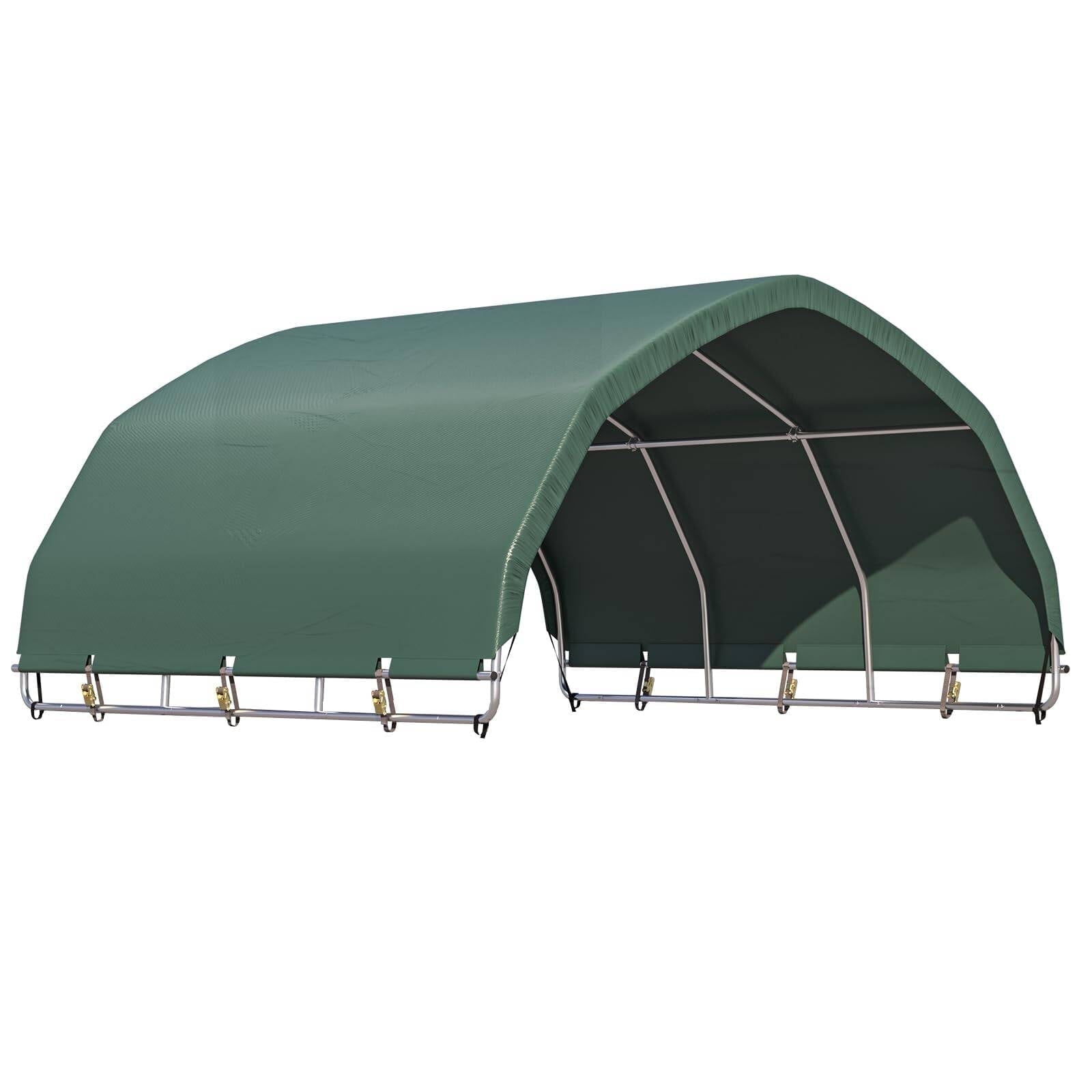 Erommy 10'x10' Corral Shelter, Heavy Duty Livestock Shade With Waterproof and UV Treated Universal Cover for Horses, Goats, and Other Livestock ,Green